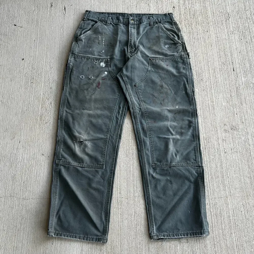 Carhartt green double knee work wear carpenter pants